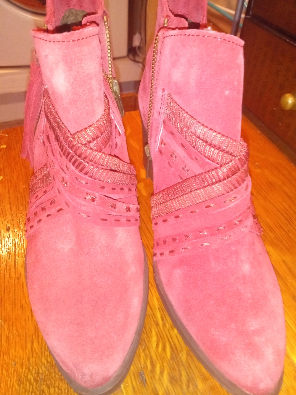 Naughty Monkey Women’s Suede Ankle Booties in Maroon
